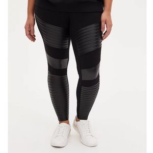 🐮 - PLATINUM LEGGING – MOTO FAUX LEATHER BLACK